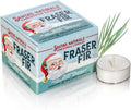 Santa's Naturals Fraser Fir Christmas Tea Light Candles, Pack of 12 | Soy & beeswax blend candles with fresh fir, cedar & cypress scent; up to 4-hour burn time each