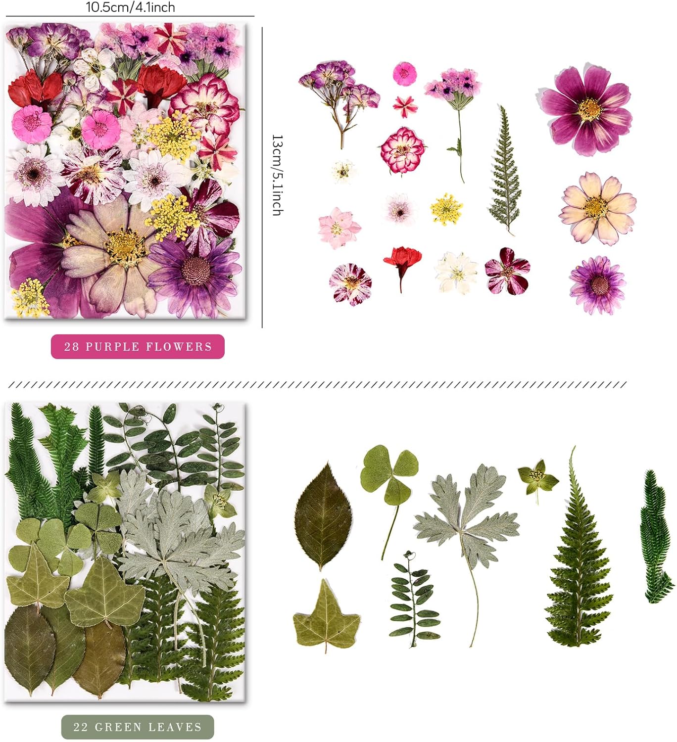 110+PCS Pressed Flowers for Resin molds Real Dried Flower Leaves for Resin Jewelry Making Dry Flowers for Scrapbooking Crafts DIY Soap Candles Making Nails Décor (Colorful-C)