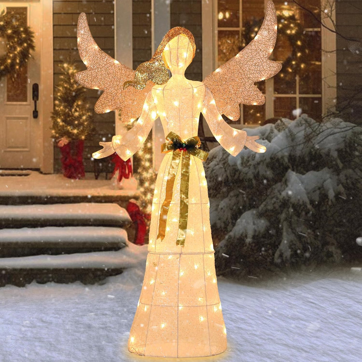 bshine lighted christmas classic angel decor, led holiday, main product view