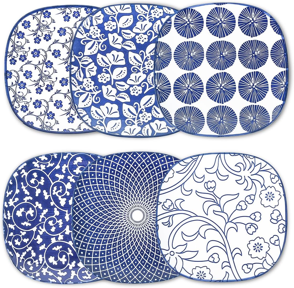 Selamica Porcelain Small Plates - 6 inch Dessert & Appetizer Plates, Micr...