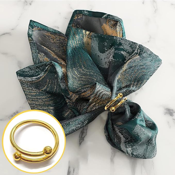 8 Pcs Gold Napkin Rings - Round Napkin Ring,Stainless Steel Napkin Rings,Metal Napkin Ring for Table Settings Wedding Christmas Party Dinner Table(Spring Type)