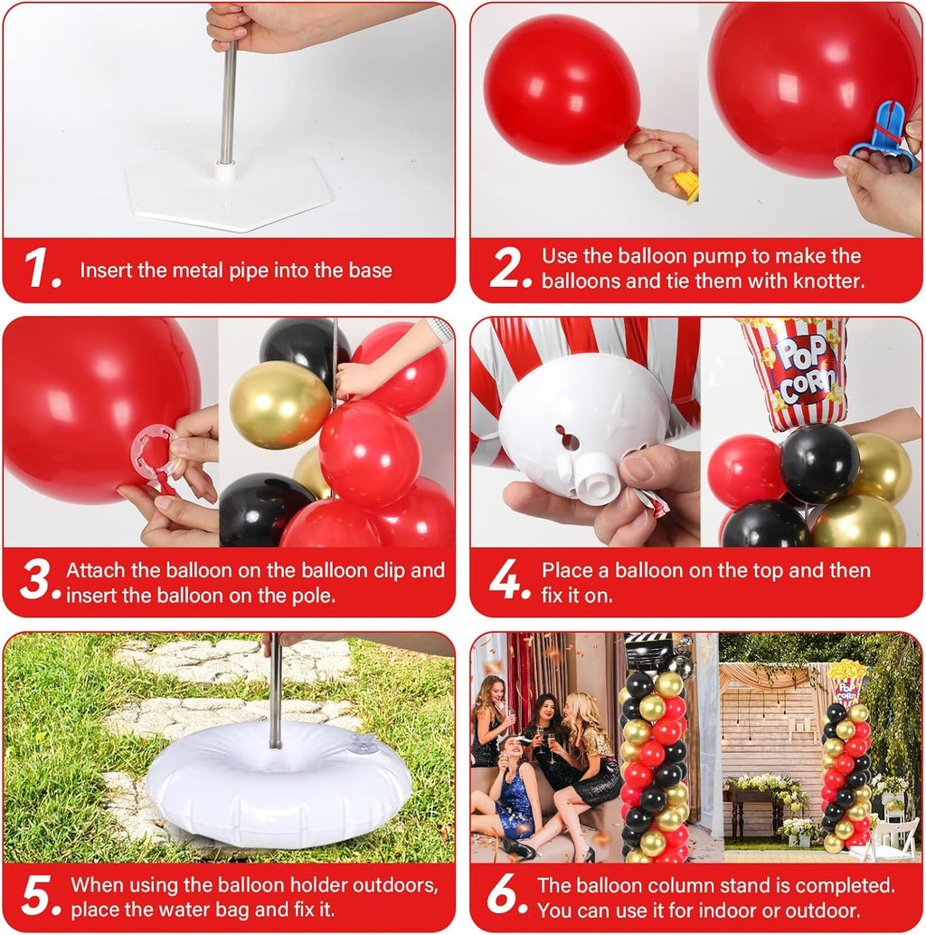 2 set movie night balloon column stand kit, side view
