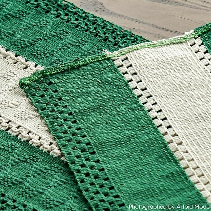 Artoid Mode Dark Green Farmhouse Rustic Table Runner, Seasonal Hollow Kitchen Dining Table Decoration for Home Party Decor 12x120 Inch