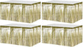 4 Pack 29x108 Inch Metallic Foil Fringe Tinsel Table Skirts for Rectangle Tables Streamer Backdrop for Wedding, Birthday, Parade Floats, Christmas, Halloween Party Decoration(Light Gold)