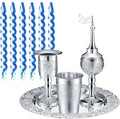 Mumufy 9 Pcs Shabbat Havdalah Set Include Havdualah Candle Holder Kiddush Cup Spice Box Goblet Silver Plate with 5 Pcs Havdalah Candle for Shabbat Judaica Decoration