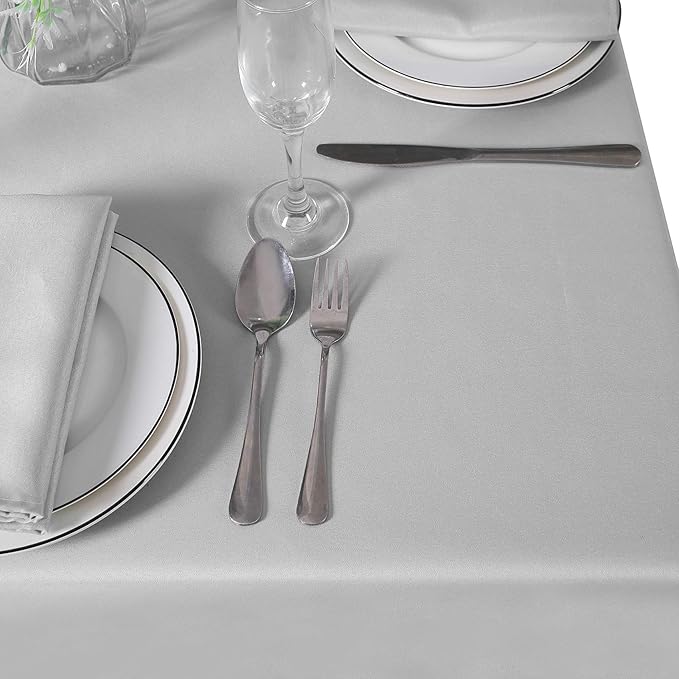 Cupuamon Square Tablecloth 52x52 inch Washable Polyester Fabric Table Cloth for Wedding Party Dining Banquet Decoration（52x52,Silver）