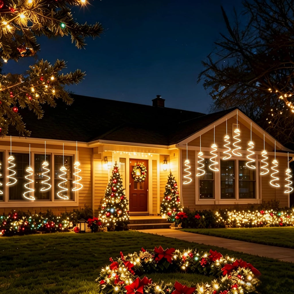 168 led spiral christmas tree hanging lights, warm, package contents