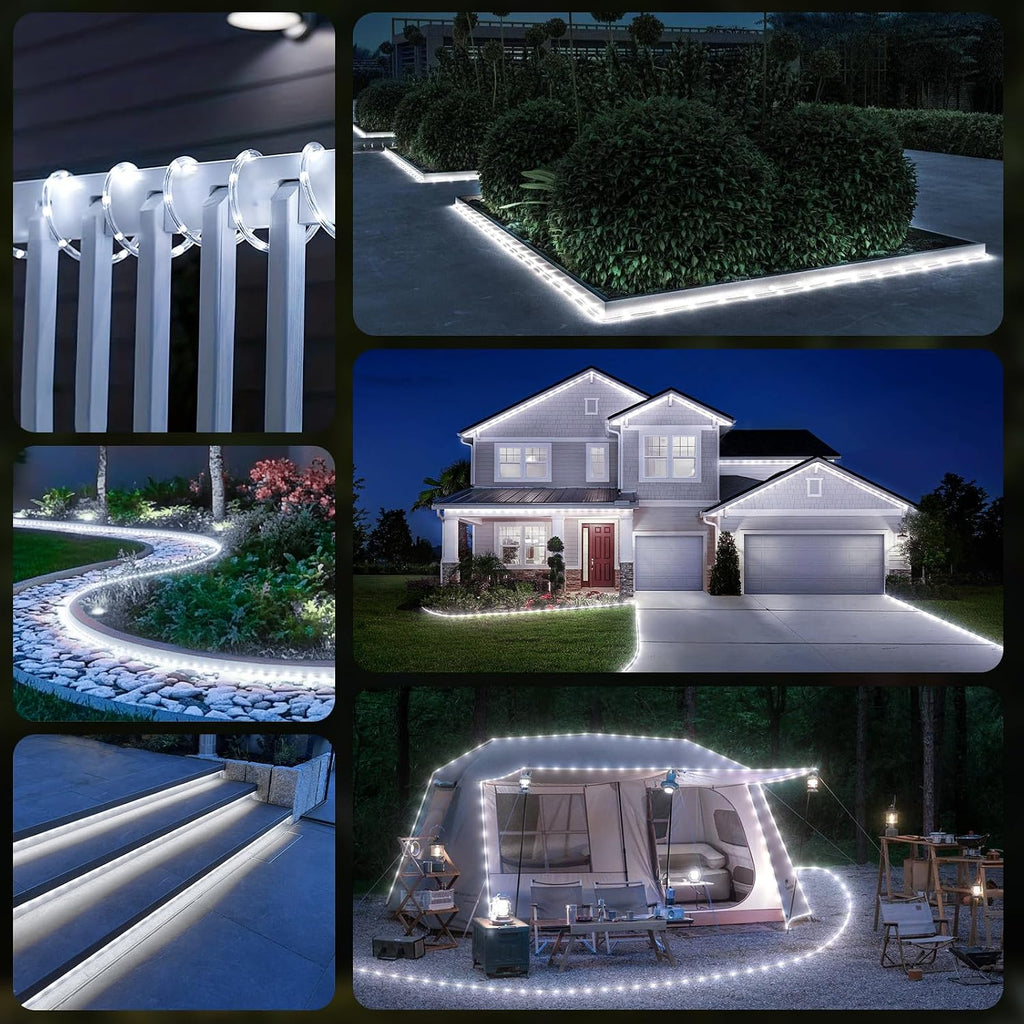 100Ft 720 LED Rope Lights Outdoor Waterproof with Remote, 8 Modes and 4 Brightness Rope Lights for Outside, Garden, Patio, Pool, Bedroom, Party, Indoor Outdoor Decoration (Cool White)