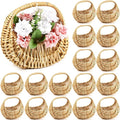 Taiyin 18 Pack Rattan Flower Girl Basket Small Half Moon Straw Wicker Basket with Handle Ideal for Wedding Flower Girl,Picnic,Garden Storage and Home Decor (Nature)