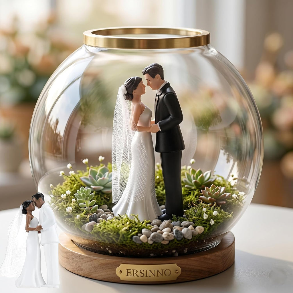 Elegant Bride and Groom Wedding Keepsake Figurine - Romantic Couple Statue for Cake Decor, Anniversary Display & Home Aesthetics - Minimalist Hand-Painted Resin Sculpture, 4.33 inches (White)