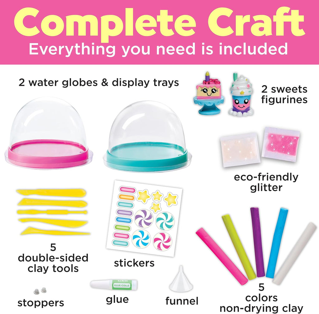 Creativity for Kids Make Your Own Water Globes: Sweets Kit | Sculpt, Decorate & Shake 2 DIY Snow Globes | Fun & Mess-Free Craft Kit for Girls | Encourages Sensory Play & Fine Motor Skills (Ages 6+)
