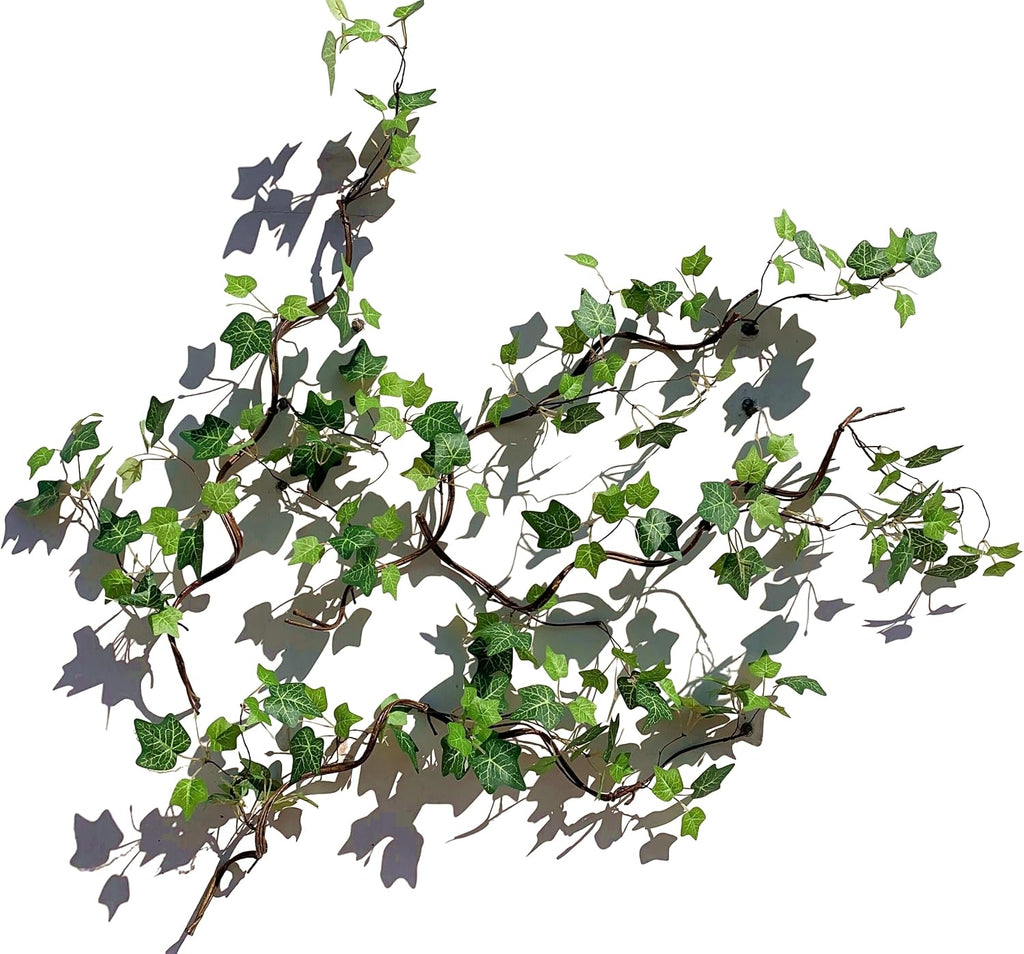 artificial rattan tree vines with creeper leaves climbing, front angle view