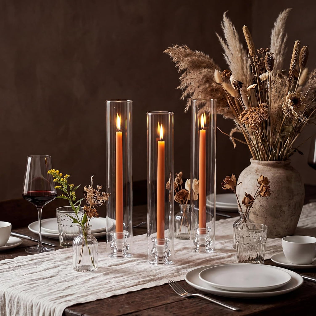 30 Pack Glass Hurricane Candle Holders 12.6" Open Ended Candlestick Holder Tubes Clear Bottomless Cylinders Suitable Taper LED Candles for Wedding Party Christmas Table Centerpiece Decor