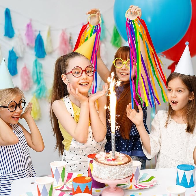 24Pcs Rainbow Ribbon Streamers Waldorf Toys Creative Waldorf Hand Kite Set Streamers with Wood Ring Sensory Learning Educational Toy for Playroom Dancing Birthday (Rainbow Colors)