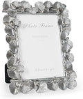 Cuspin Silver 5x7 Picture Frame, Vintage Silver Ornate Leaf Textured Hand-Crafted Resin Frames with Glass Front, Antique Photo Frame for Tabletop Display, Retro Design Home Decor