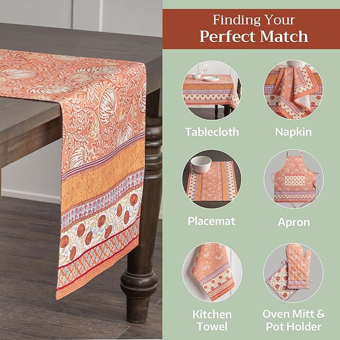 Maison d' Hermine Table Runner 100% Cotton Single Layer Table Runners 108 inches Long for Thanksgiving Christmas Decorations Home Kitchen Dining Party Wedding (Harvest Festival, 14.5" x 108")