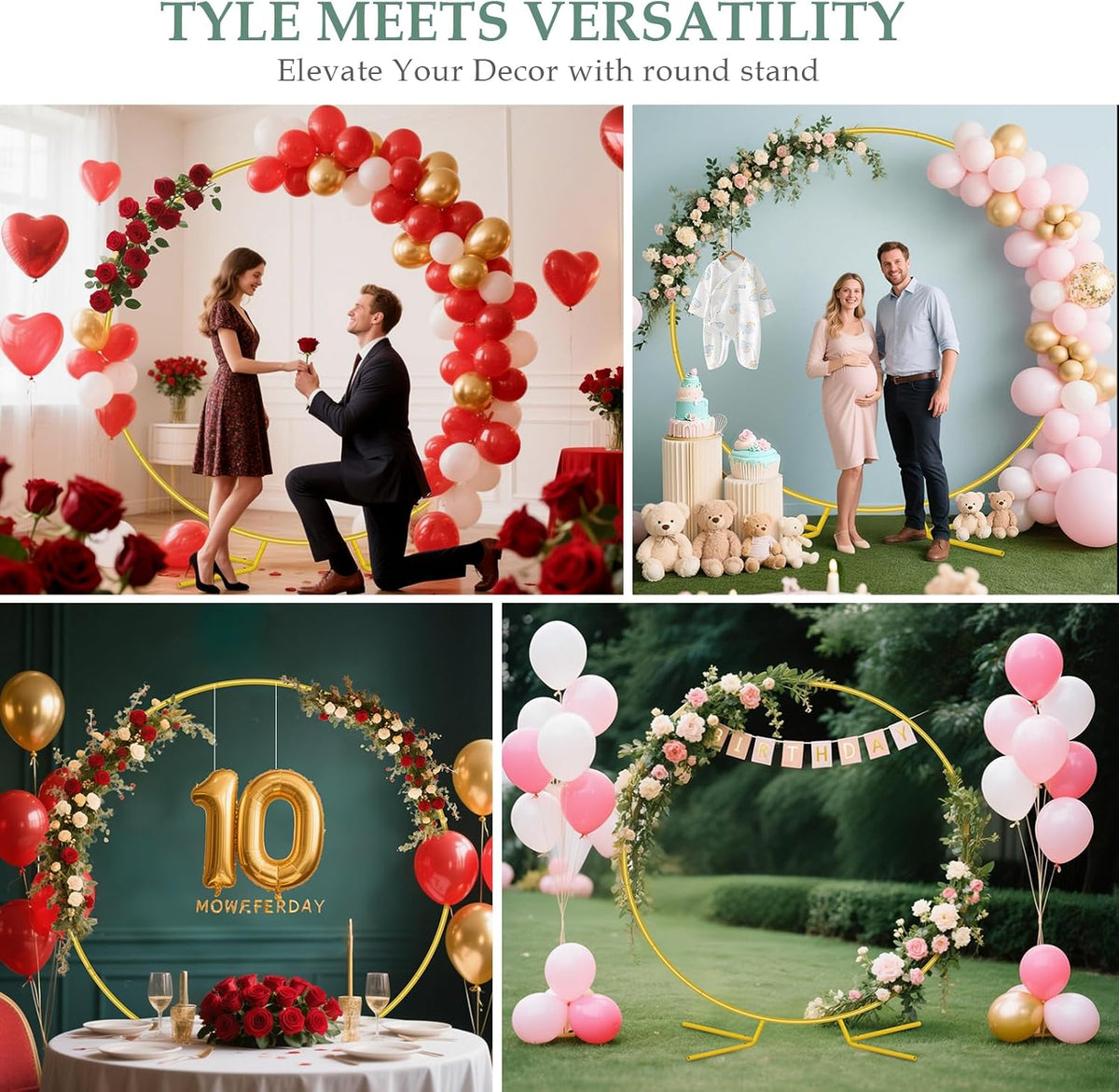 WellSign 7.2FT Circle Wedding Arch Backdrop Stand for Parties