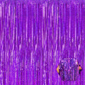 6 Pack Purple Foil Fringe Curtain Backdrop, 3.28Ft x 8.2Ft Metallic Tinsel Foil Fringe Streamer Curtains for Photo Booth, Birthday, Wedding, New Year Party Decorations