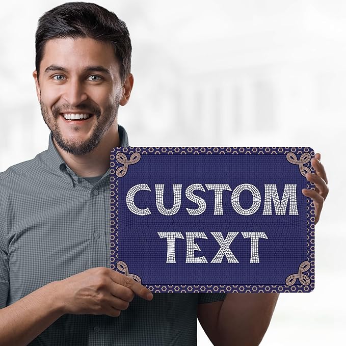 Custom Sign, Custom Street Sign, 11 Font Colors, 13 Font Styles, 4 Hole Options, 22 Sizes, 10x14 Inches, Rust Free DiBound, Fade Resistant, Made in USA by My Sign Center (Fauxsaic 1)