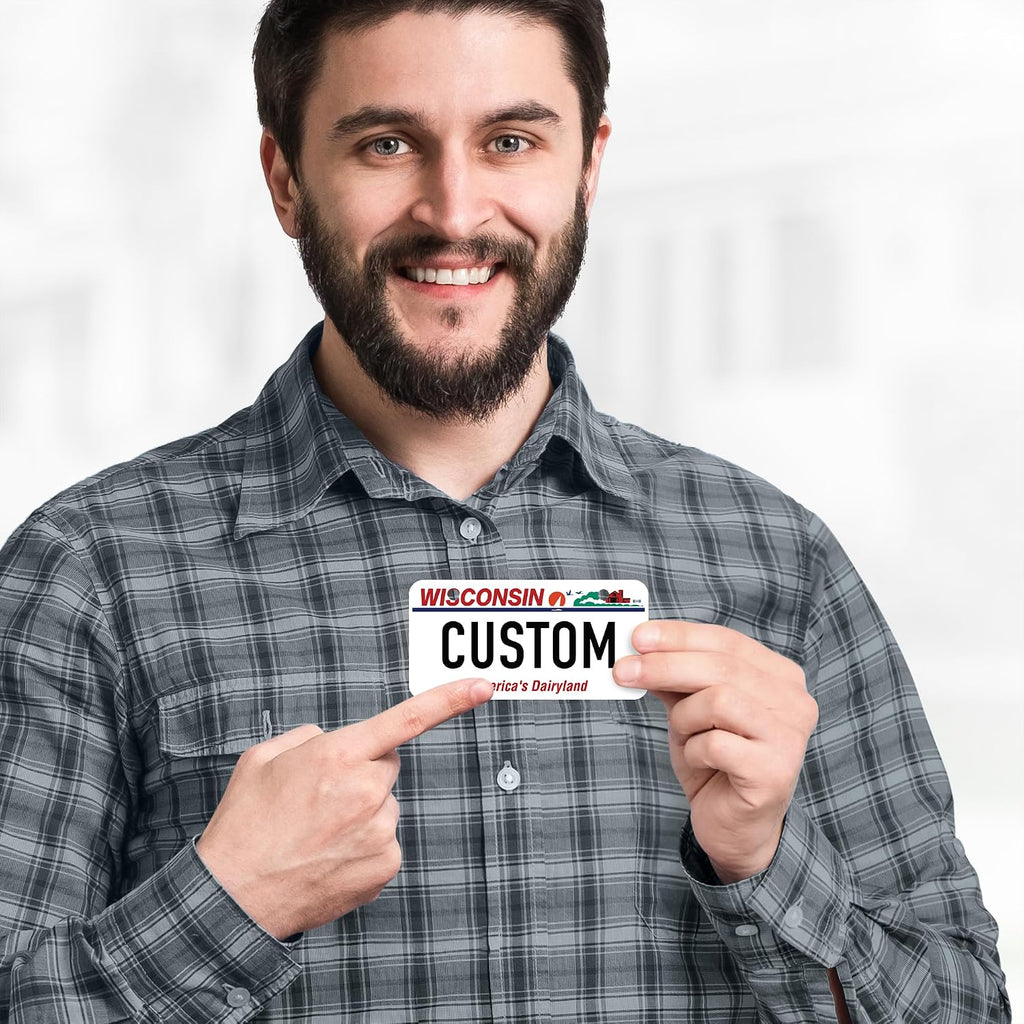 Mini License Plates, Personalized License Plates, Custom for Car, Bikes, ATV, Kids Car, Golf Cart, Jeep, 2x4 Inch, Rust-Free Fade Resistant Aluminum, USA Made By My Sign Center (Wisconsin)