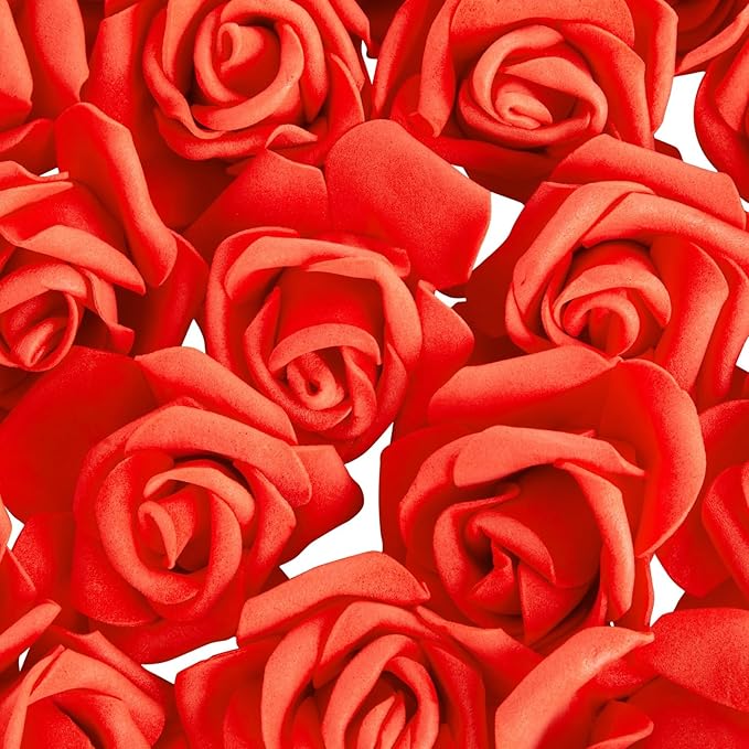 Juvale 100 Pack Red Artificial Flowers for Wedding Decor - 3 in Diameter Foam Carnations - Centerpiece Table Decorations & Wedding Decorations - Faux Flowers for Vase