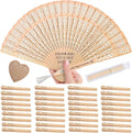 10pcs Personalized Wedding Fans for Guests - Custom Wooden Hand Fans with Names/Dates - Bulk Wedding Favors for Bridal Shower, Baby Shower & Parties (Wood, 10pcs)