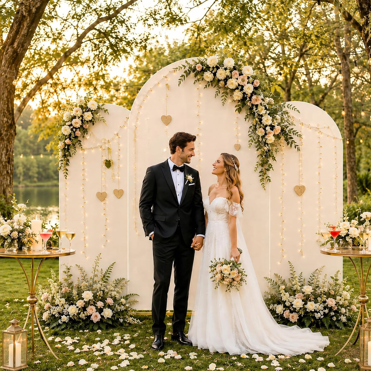 arch backdrop stand (4ft/5ft/6ft), metal arch frame stand, side view
