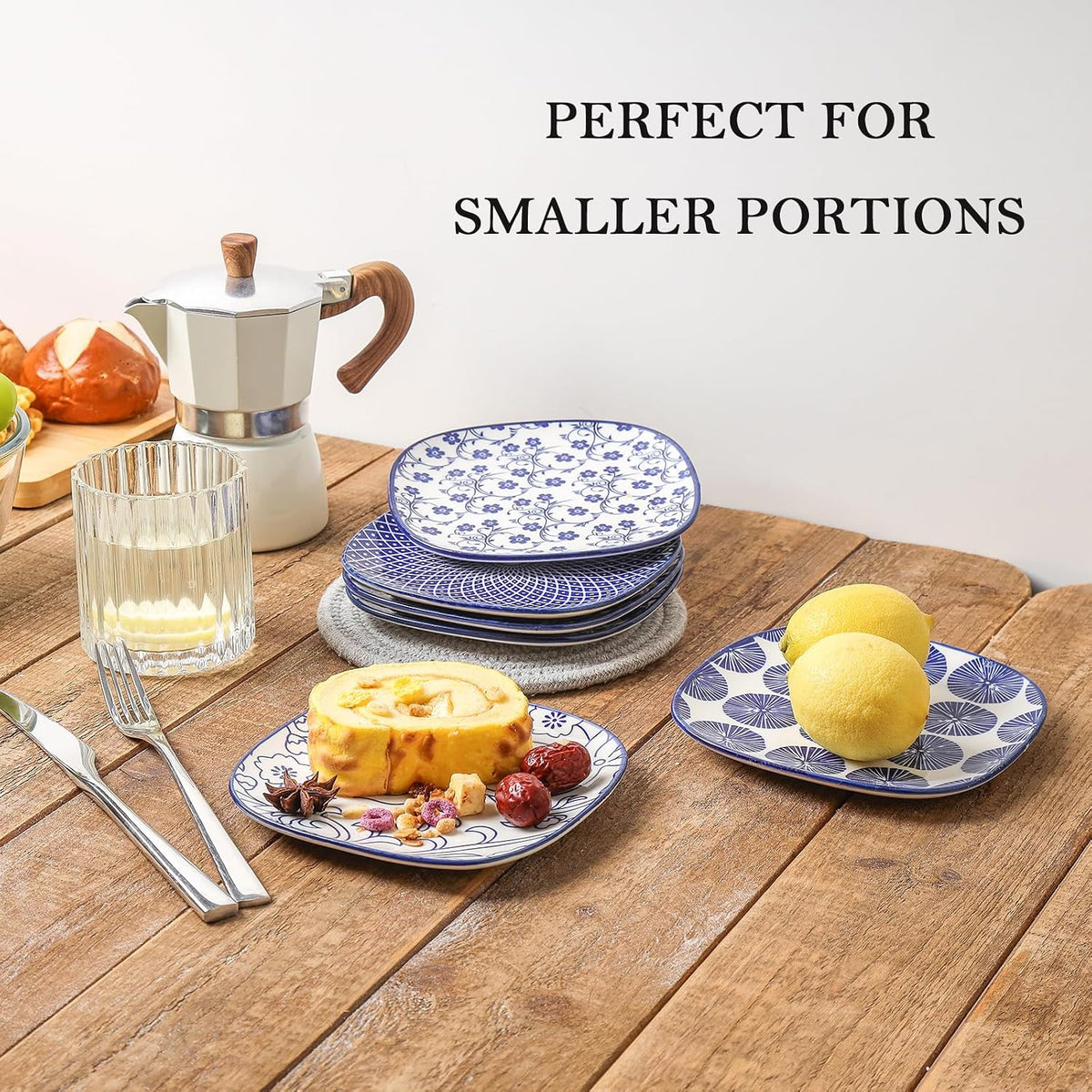 Selamica Porcelain Small Plates - 6 inch Dessert & Appetizer Plates, Micr...