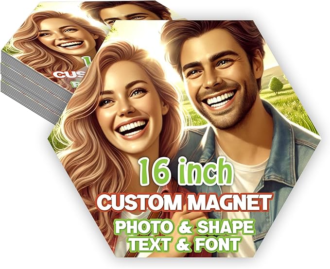 KETABAO – 16" Customized Hexagon Photo Magnets - Personalized Refrigerator and Car Magnets for Home and Office Decor