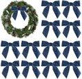 AIMUDI Dusty Blue Velvet Bows - 4.5" Blue Christmas Bows for Tree, Wreaths, Gift Wrapping & Wedding Decor - 12 PCs