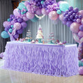 PARTISKY Lavender Purple Tulle Curly Willow Table Skirt for Rectangle Table 14ft, Ruffle Tutu Table Cloth for Girls Boys Baby Shower,Mermaid Birthday Party