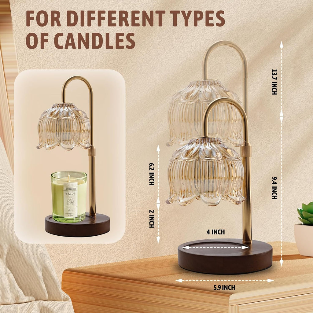 Fragrance Candle Warmer Lamp with 2 Bulbs Electric Candle Warmer with Timer & Dimmer for Home Decor