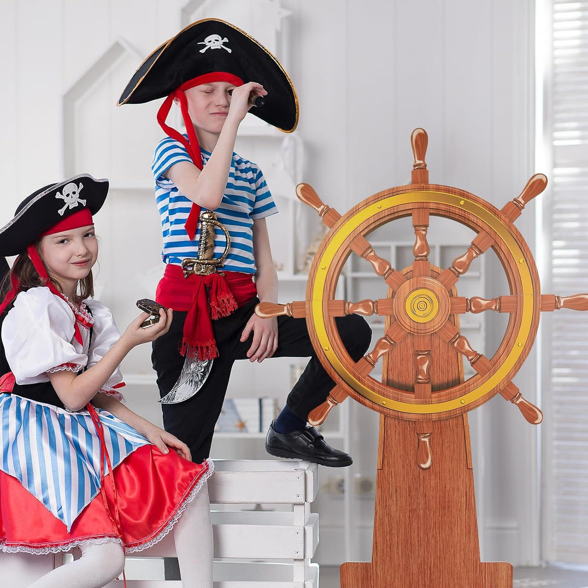 4 Feet Ship Wheel Cardboard Cutout Standup Nautical Party Decoration Large Pi...