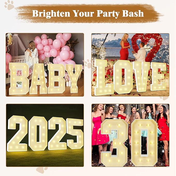 Marquee Light Up Numbers: 3FT Large Decorative Letters Signs for Party Decorations Baby Shower Birthday Wedding Engagement Anniversary, 3 Feet Tall Pre-Cut DIY Foamboard Number 30 - Easy to Assemble