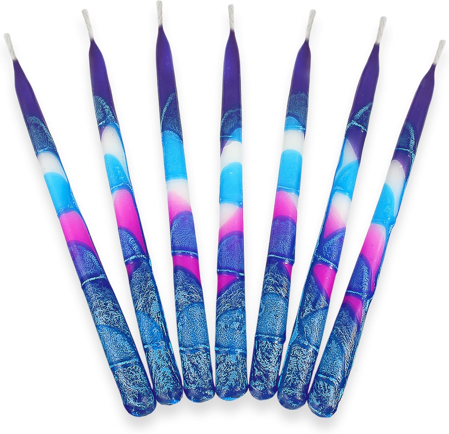Girls Puprle & Pink Hanukkah Candles Set of 45 Multi-Hued Frosted Thin Tapered Chanukah Candles 1 Hour for Hanukah with DIY Dreidel & Candle Lighting Blessings