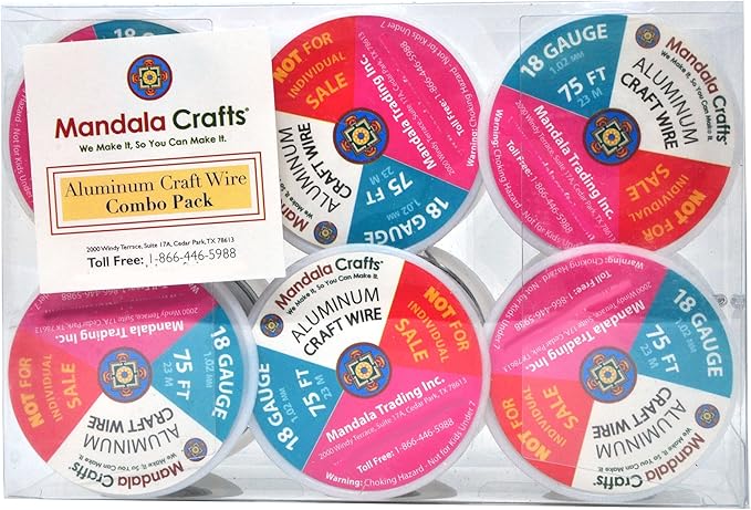 Mandala Crafts 18 Gauge Anodized Aluminum Craft Wire for Jewelry Making - 450 FT Colored Flexible Silver Black Wire - Bendable for Bonsai Armature Crafting Sculpting