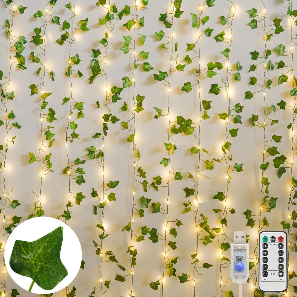 suddus Vine Lights for Bedroom 200 LED Ivy Curtain Lights Remote6.5x6.5ft | Ivy Curtain Lights, Remote Control, Indoor Outdoor Decor, For Bedroom Dorm Wedding Party Wall