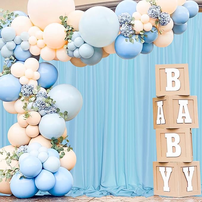 MEETSKY Baby Blue Backdrop Curtain for Baby Shower Parties Light Blue Photo Curtains Backdrop Drapes Fabric Decoration for Boys Teens Men Birthday Party Photography 5ft x 7ft,2 Panels