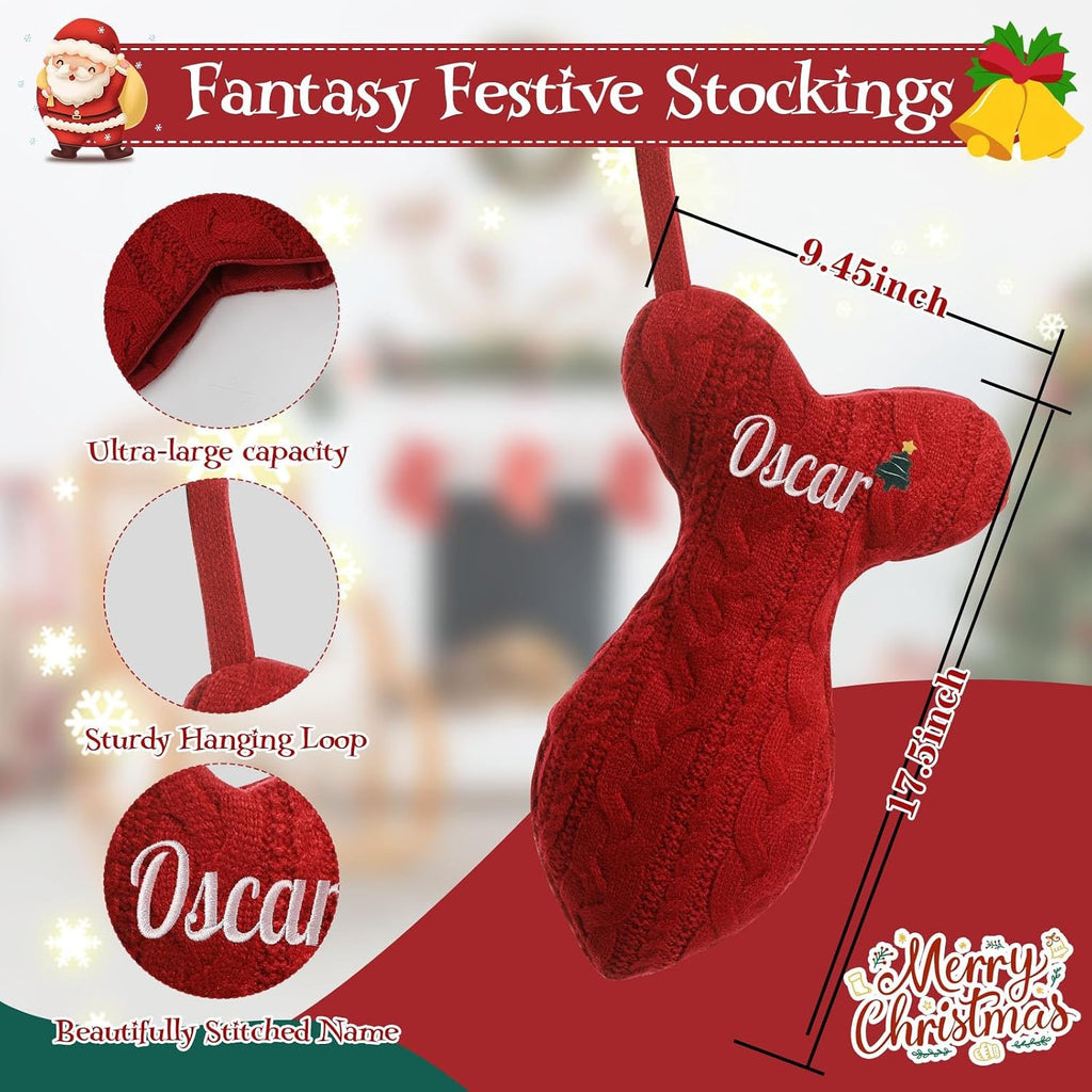 Personalized Cat Christmas Stockings, Large Custom Embroidered Name Stocking for Dog Cat, Fish Shape Xmas Stockings, Christmas Decorations Fireplace Hanging Stockings Family Holiday Stockings(1 Pack)