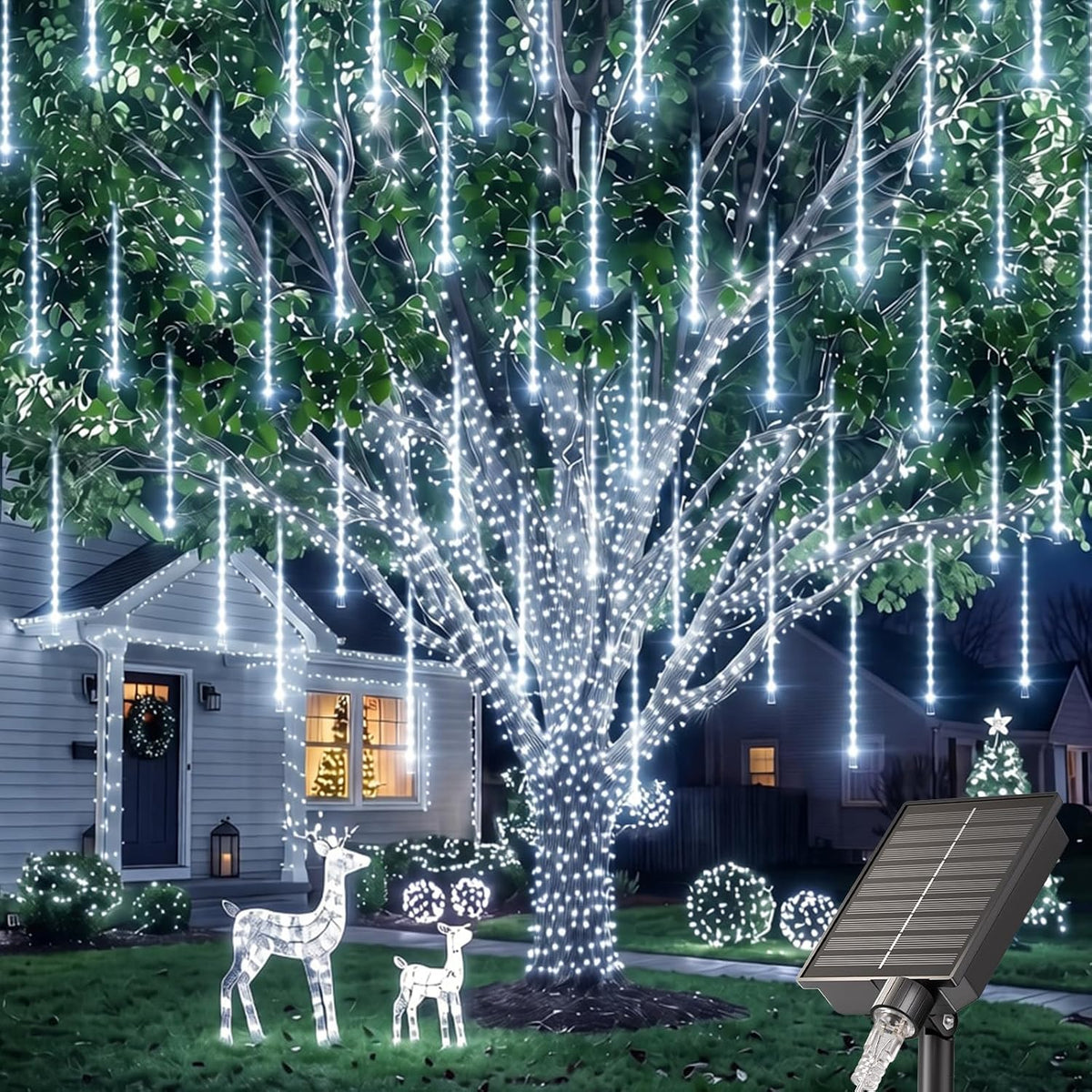 brightown solar meteor shower lights, 16 tubes 384, main product view