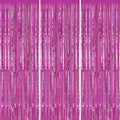 3 Pack Foil Fringe Backdrop - Hot Pink Shiny Tinsel Curtains for Party Decoration/Photo Booth Props - 3.3x8.2 FT Metallic Foil Backdrop for Birthday, Wedding, Graduation, Christmas.