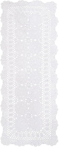 Phantomon Lace Table Runner Rectangular Table Cover Cloth Handmade Crochet Floral Placemats 100% Cotton (Floral White, 15x39Inch)