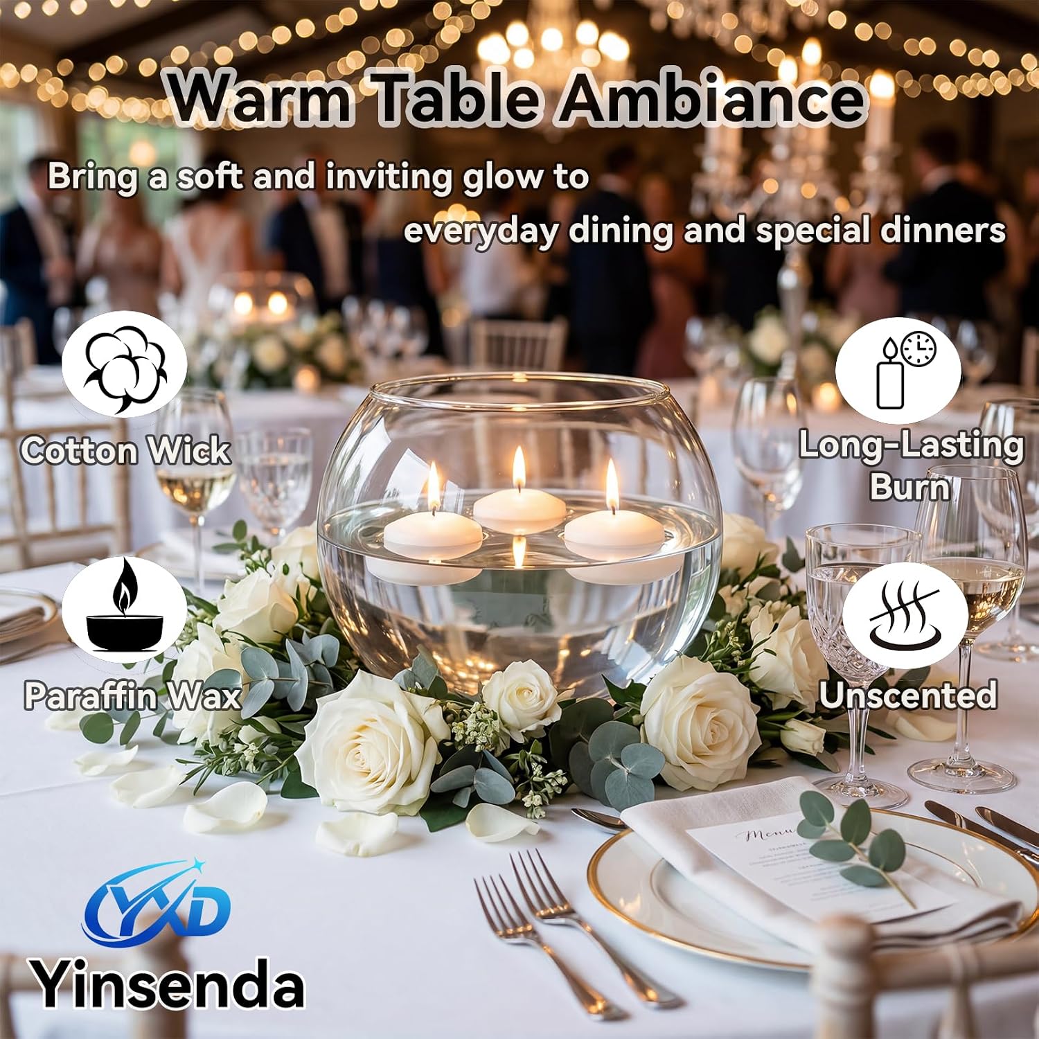 12 Pack Floating Candles- White 2 Inch Round Unscented Floating Candles for Wedding Centerpieces, Parties, Vase Fillers and Bath Tub