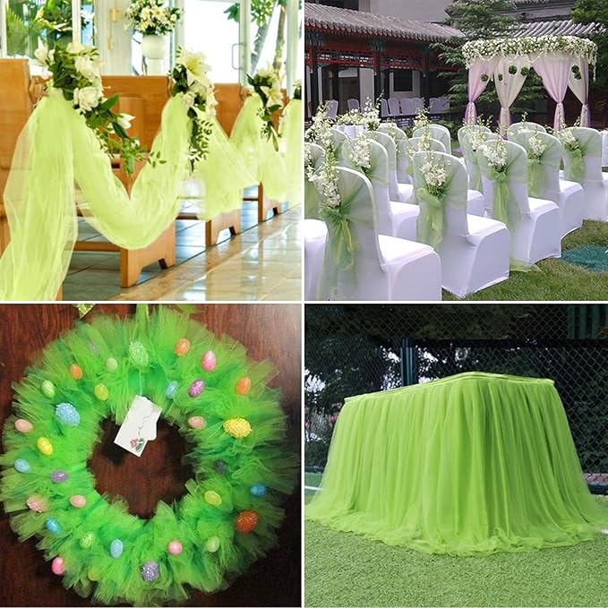 Lime Green Tulle Fabric Rolls 6 Inch by 100 Yards (300 feet) Fabric Spool Tulle Ribbon for DIY Tutu Bow Halloween Decorations Baby Shower Birthday Party Wedding Christmas Craft Supplies