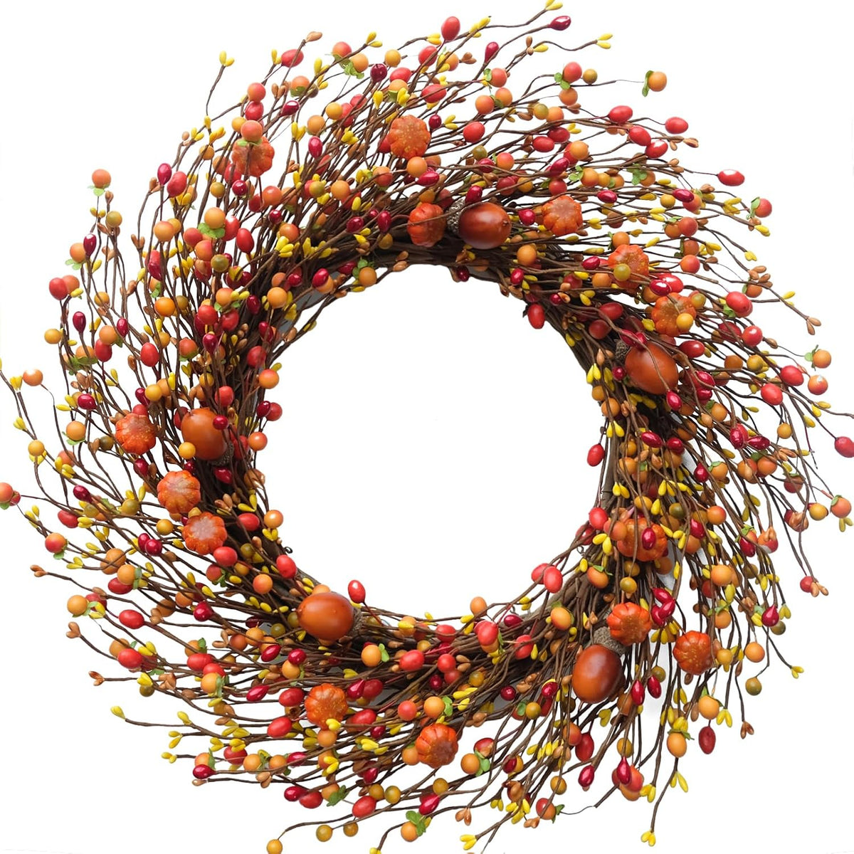 tempus fall berry wreath, 20” autumn orange front, main product view