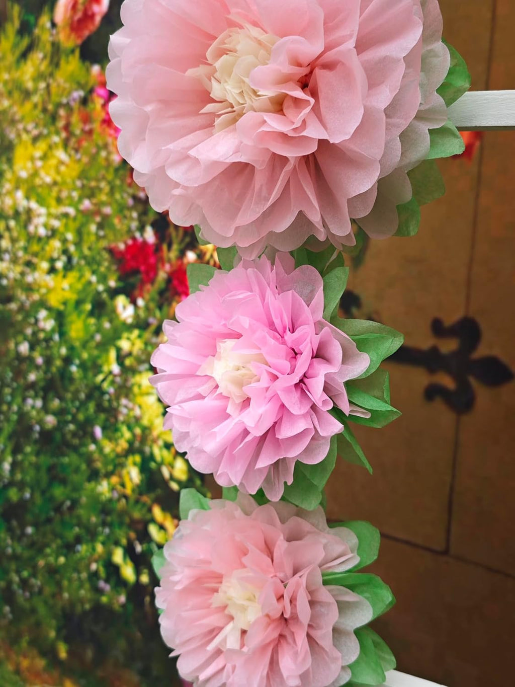 Mybbshower Pinks Flowers Decoration (11''-7'' Assorted) 6 pcs Artificial Tissue Paper Peony Nursery Wall Bridal Shower Centerpiece Baby Girl Birthday Tea Party
