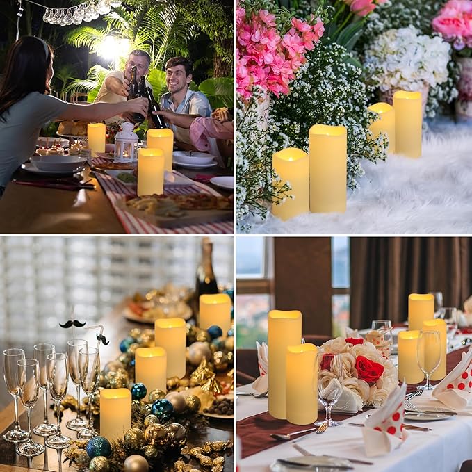 24-Pack LED Flameless Candles with Remote Control -Remote flameless Candles- Timer Candles -3D Flame, for Halloween Christmas Parties,Wedding,Home,Gift and Special Occasions(Three Sizes)