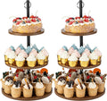 2 Packs Wooden Cupcake Stand, 3 Tier Large Cupcake Tower Stand 50 Cupcakes, Dessert Stand Cupcake Display Stand Cupcake Tower for Party, Wedding, Birthday, Farmhouse Decor