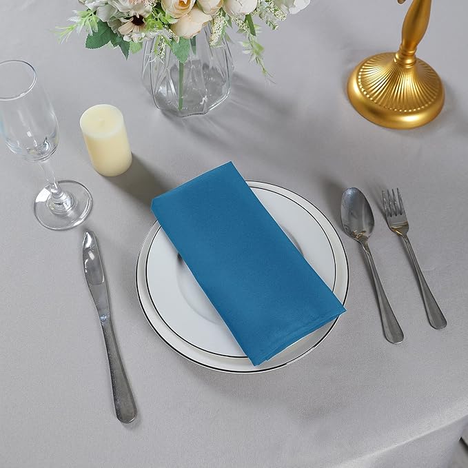 Cloth Napkins 20x20 inch Washable Polyester Dinner Napkins Soft Table Napkins for Wedding Party Dining Banquet(Mediterranean Blue,50PCS)