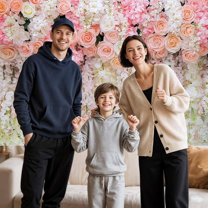 6x4ft Pink Rose Flower Wedding Photography Backdrop Spring Floral Photography Backdrop Valentine's Day Mother's Day Girl Birthday Baby Shower Wedding Bridal Party Banner Photo Booth Props Background